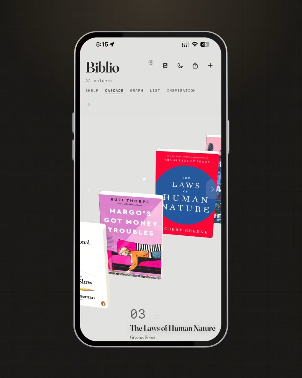 Biblio.ink 3D bookshelf