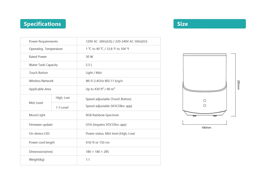 VOCOlinc MistFlow Smart Humidifier - VH1 - view 7